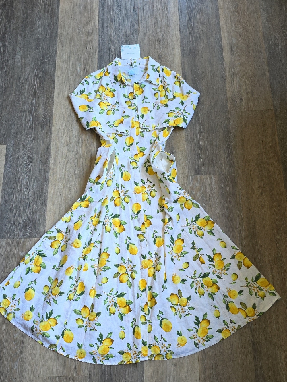 Cynthia Rowley White Midi Shirt Dress with Yellow Lemon Print - Picture 9 of 16